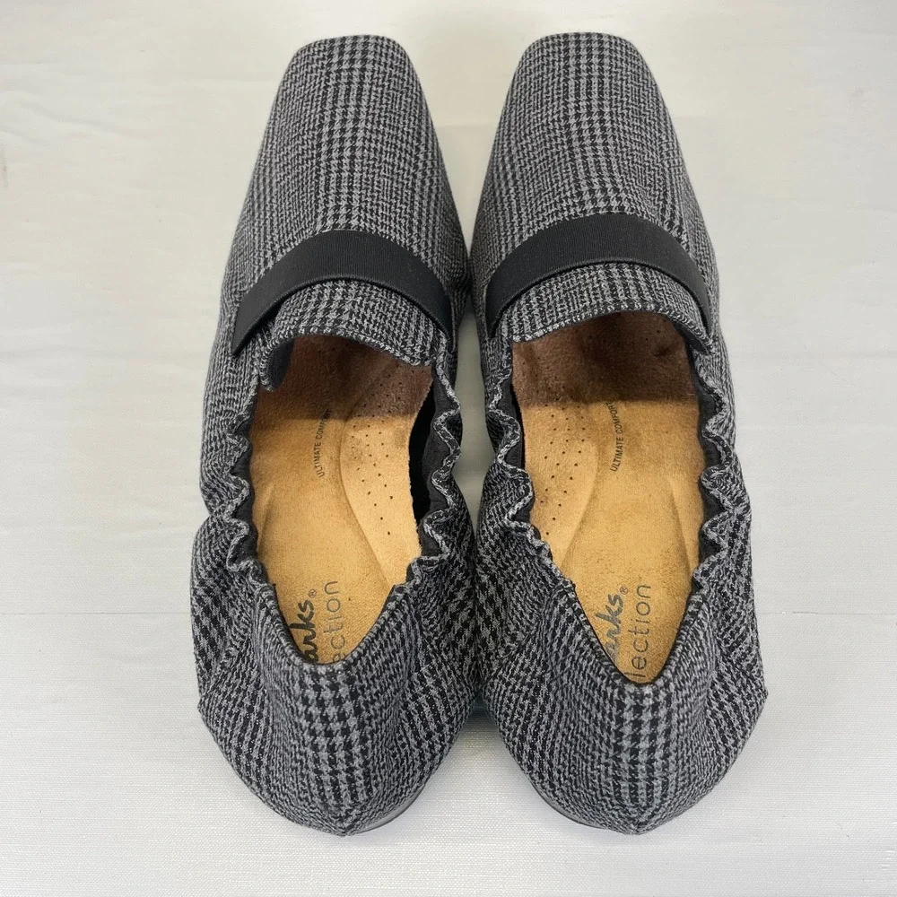 Clarks Tilmont Eve Shoes Womens Size 11 M Black Interest Textile Comfort Loafers